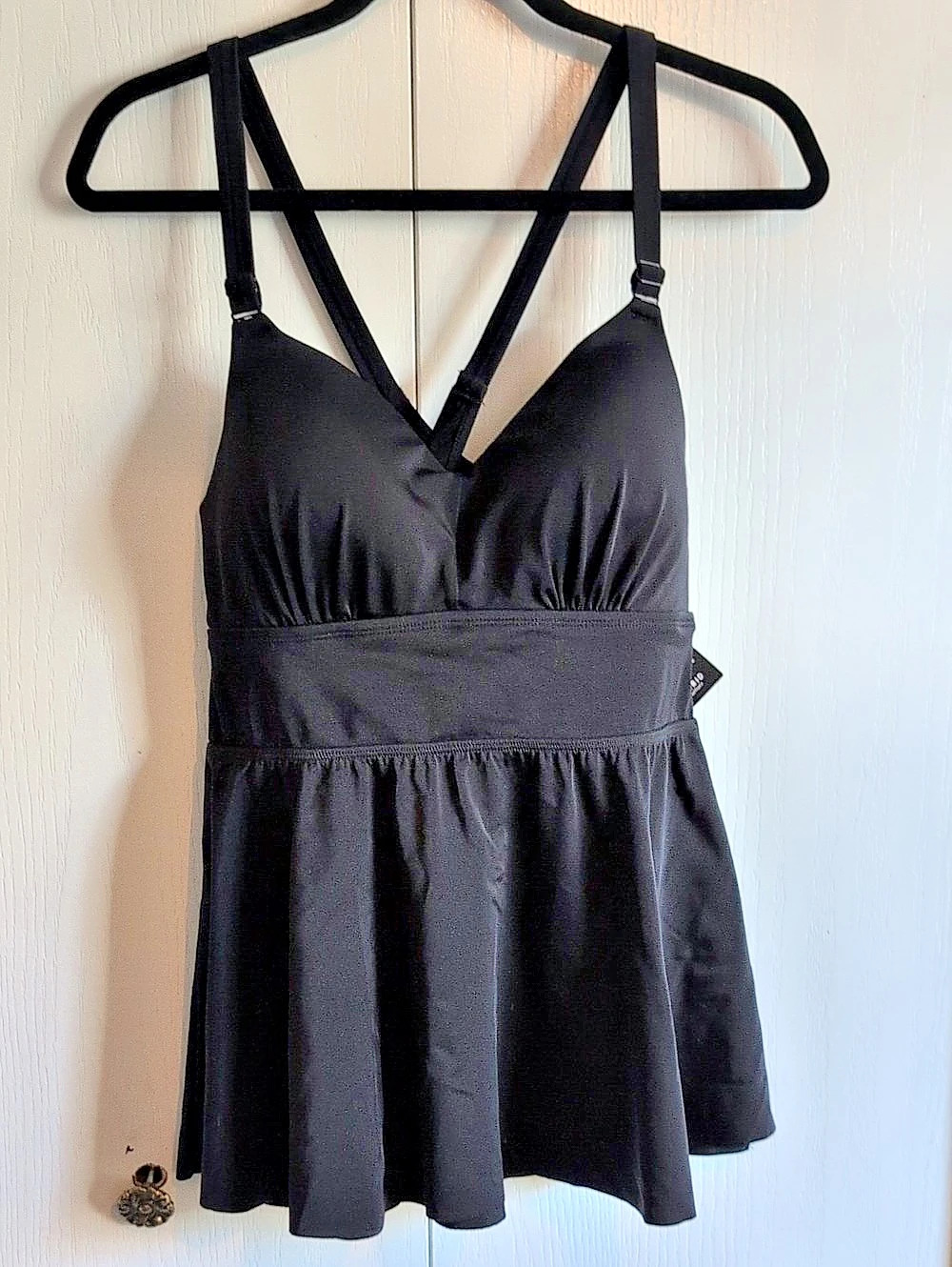 Torrid Wirefree Racerback Tankini Top Black Swimsuit Size 00 NWT